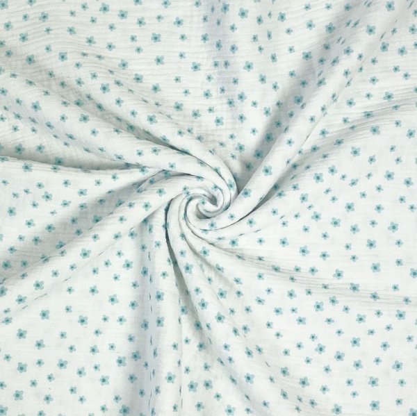 Musselin - Little Flowers - weiss